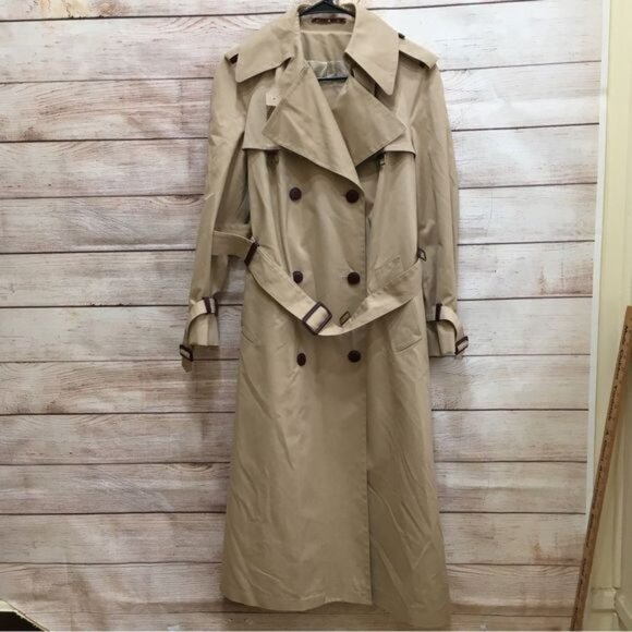 VINTAGE ÉTIENNE AIGNER EQUESTRIAN MAXI TRENCH COAT IN TAN - Picture 1 of 16